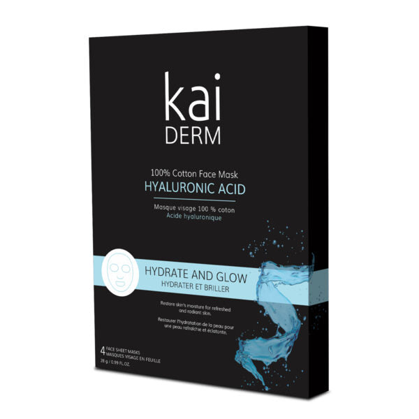 Kai Derm Hyaluronic Acid 100% Cotton Hydrating Face Mask [4 Face Sheet Masks]
